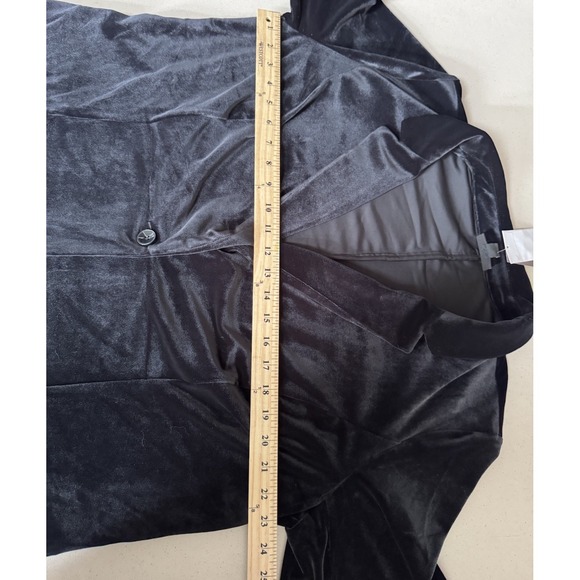 J Jill Wearever Black Velvet Knit Blazer L Classic Whimsigoth Old Money Glam - Picture 16 of 16